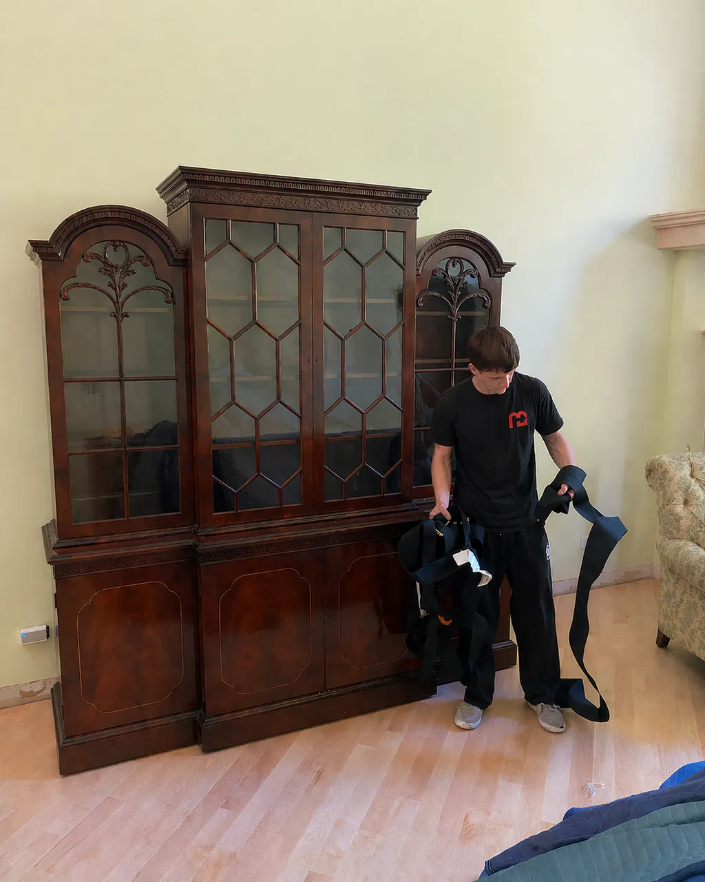 Monolith crew carefully packing antiques for a Downers Grove long-distance move